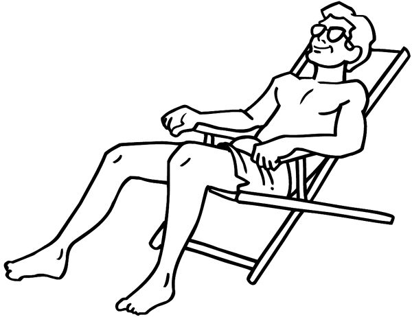 Man relaxing in the sun vinyl sticker. Customize on line. Vacations Trips Attractions 051-0317